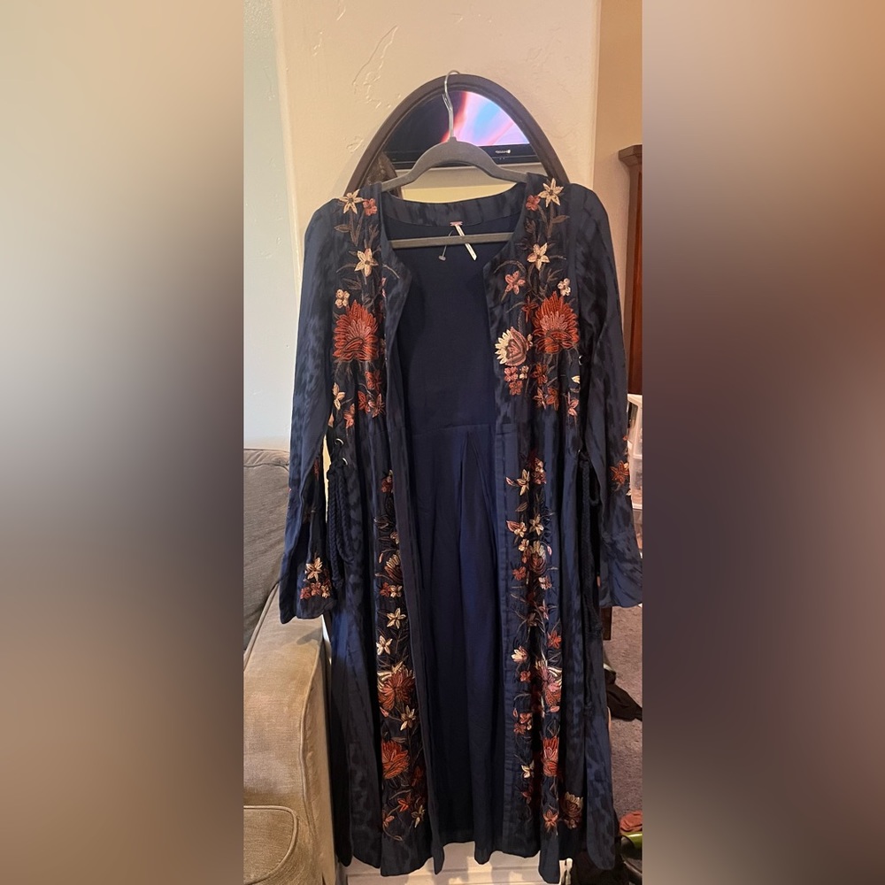Free people long embroidered duster